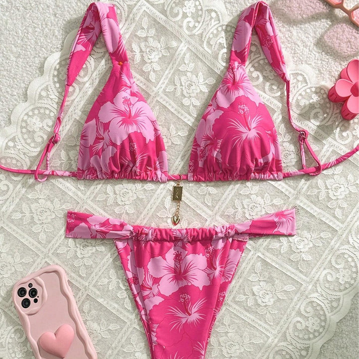 Damen Triangel-Bikini mit verspieltem Mustermix Drune