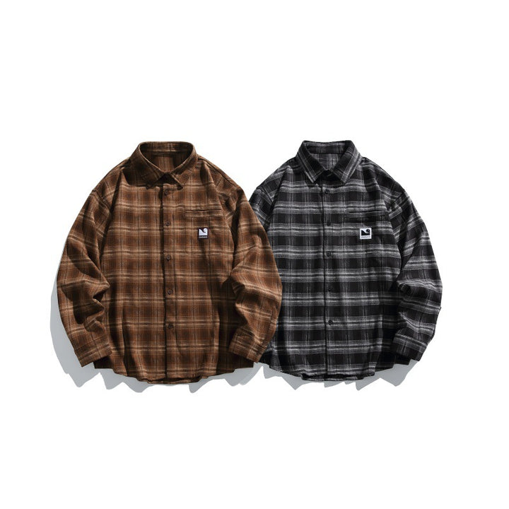 Herren Karierte Overshirt-Hemdjacke im Boxy-Relaxed-Schnitt Drune