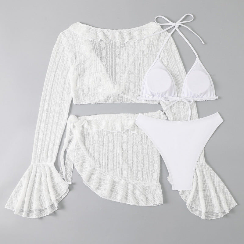 Damen Badeanzug-Set mit Spitzenoberteil und Rüschen von Drune