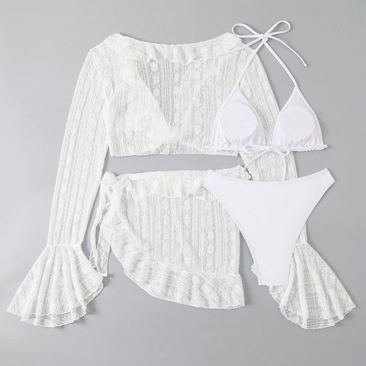 Damen Badeanzug-Set mit Spitzenoberteil und Rüschen von Drune