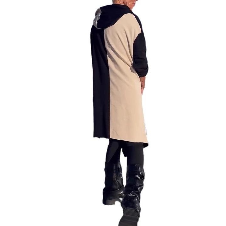 Damen nan weit geschnittener Kapuzenponcho mit asymmetrischem Zipfelsaum und großflächigem Statement-Print Drune