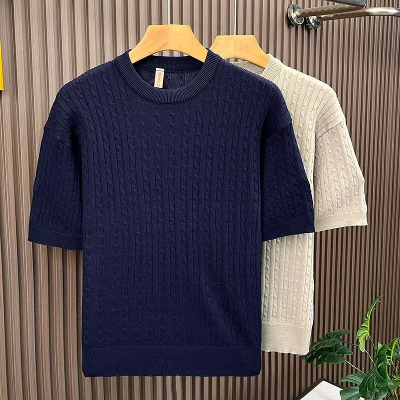 Damen Eleganter Strickpullover mit Kurzarm Drune