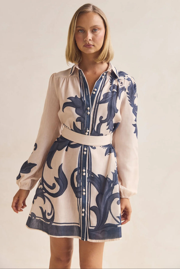 Damen Shirtkleid mit geschmeidigen Puffärmeln und floralem Design Drune