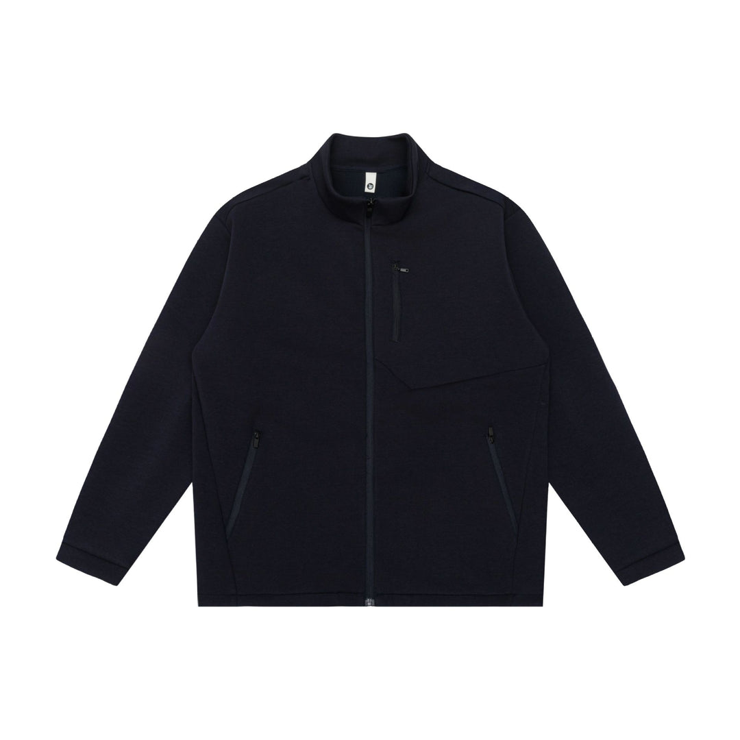 Unisex Minimalistische Kurzjacke mit Stehkragen und funktionalen Reißverschlusstaschen Drune