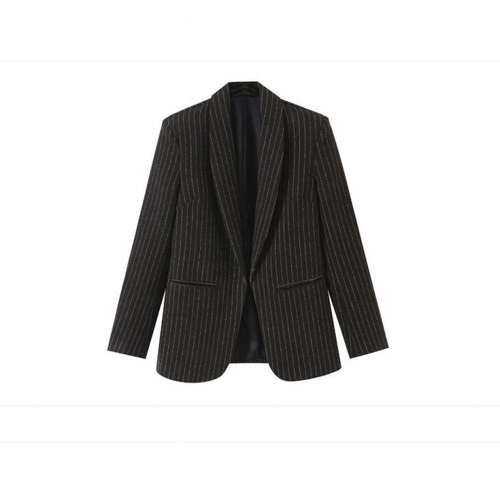 Damen Nadelstreifen-Blazer mit Schalkragen und leicht taillierter Silhouette Drune