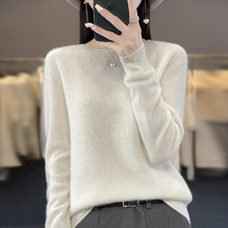 Damen Lockerer Feinstrick-Pullover mit Rundhalsausschnitt und flauschiger Angora-Optik Drune