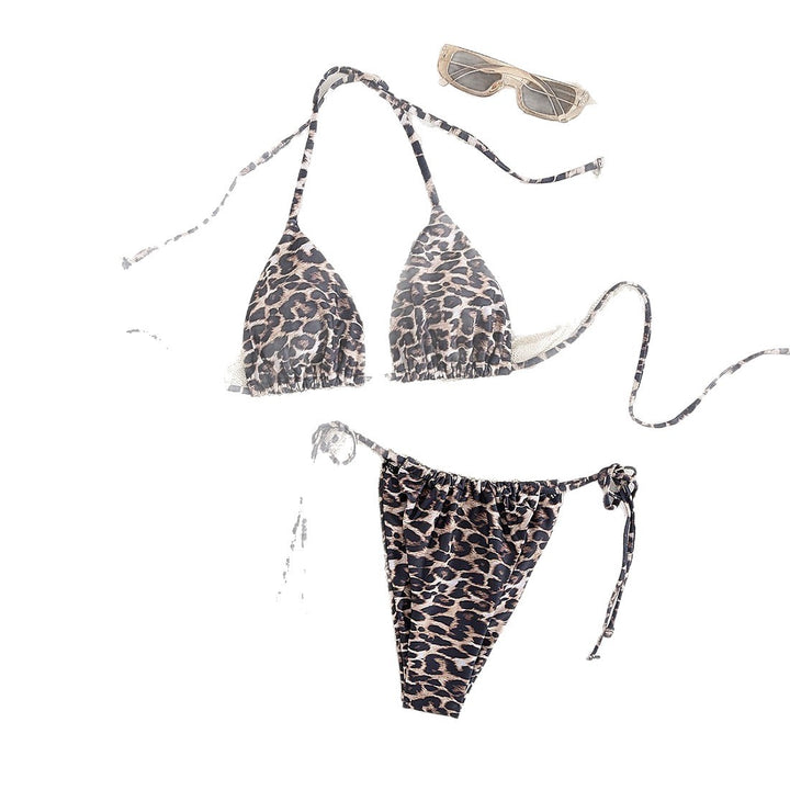 Damen Triangel-Bikini-Set mit Raffungen und Leo-Muster Drune