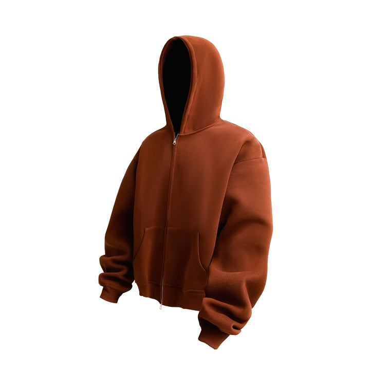 Unisex Oversized Kapuzen-Zipjacke mit Thermalfleece und Kängurutasche Drune