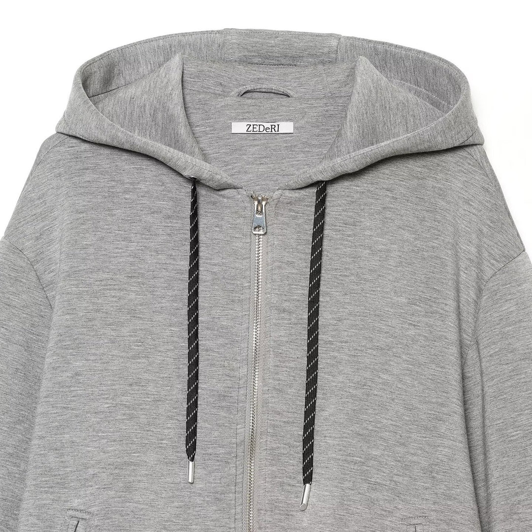 Damen Cropped Kapuzen-Zipjacke mit weitem Oversize-Schnitt Drune