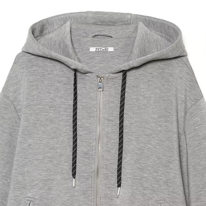 Damen Cropped Kapuzen-Zipjacke mit weitem Oversize-Schnitt Drune