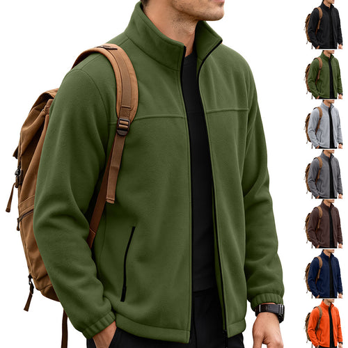 Herren Leichte Outdoor-Fleecejacke mit Stehkragen und Reißverschlusstaschen Drune
