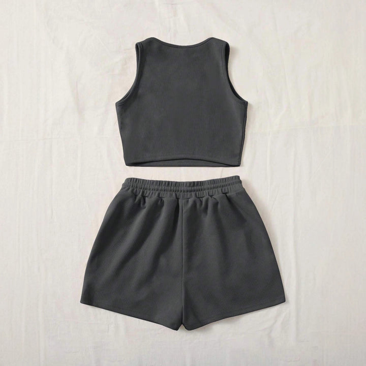Damen Sportliches Zweiteiler Set mit Top und Shorts Drune