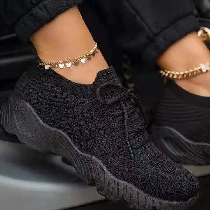 Damen Atmungsaktive Strick-Sneaker mit elastischem Schaft und rutschfester Profilsohle Drune