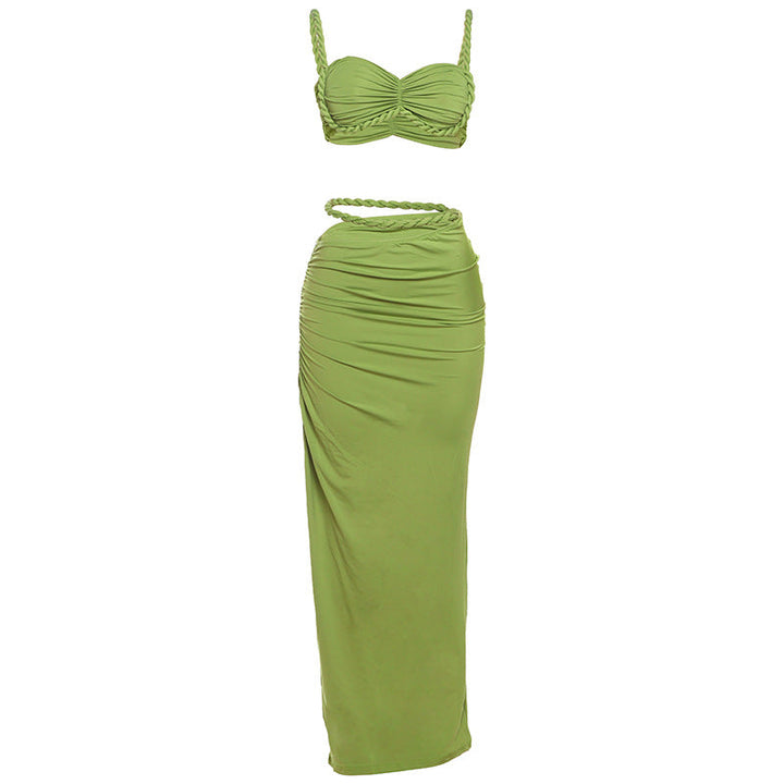 Damen Oberteil und Maxi Rock Set Drune