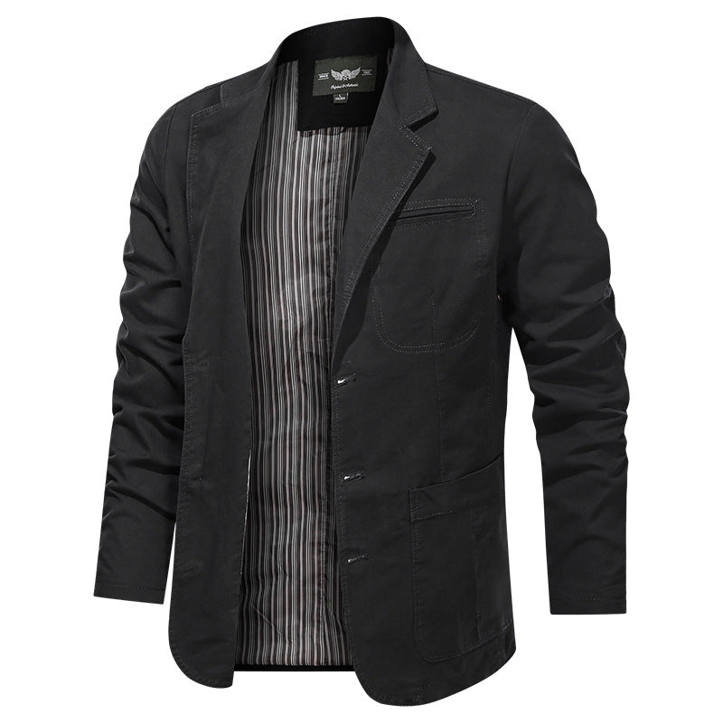Herren nan leichtes Baumwollblazer Sakko mit gestreiftem Innenfutter Drune