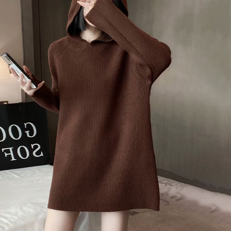 Damen Strickkleid mit Kapuze und lässigem Schnitt Drune
