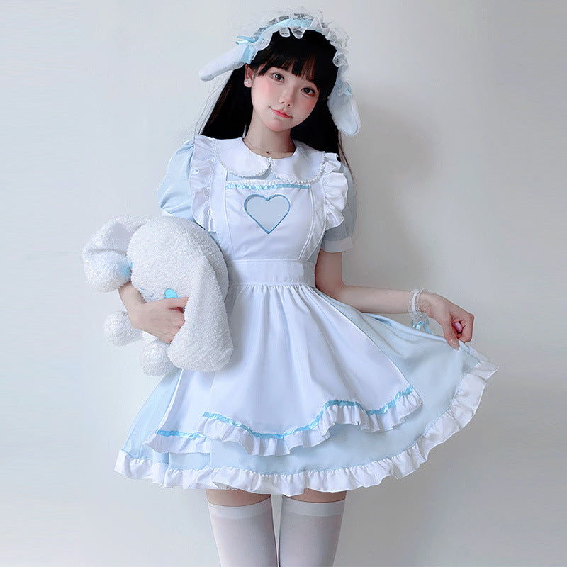 Damen verspieltes Kostümkleid im Lolita-Stil mit Rüschendetails und Kräuseln Drune