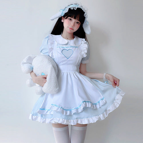 Damen verspieltes Kostümkleid im Lolita-Stil mit Rüschendetails und Kräuseln Drune