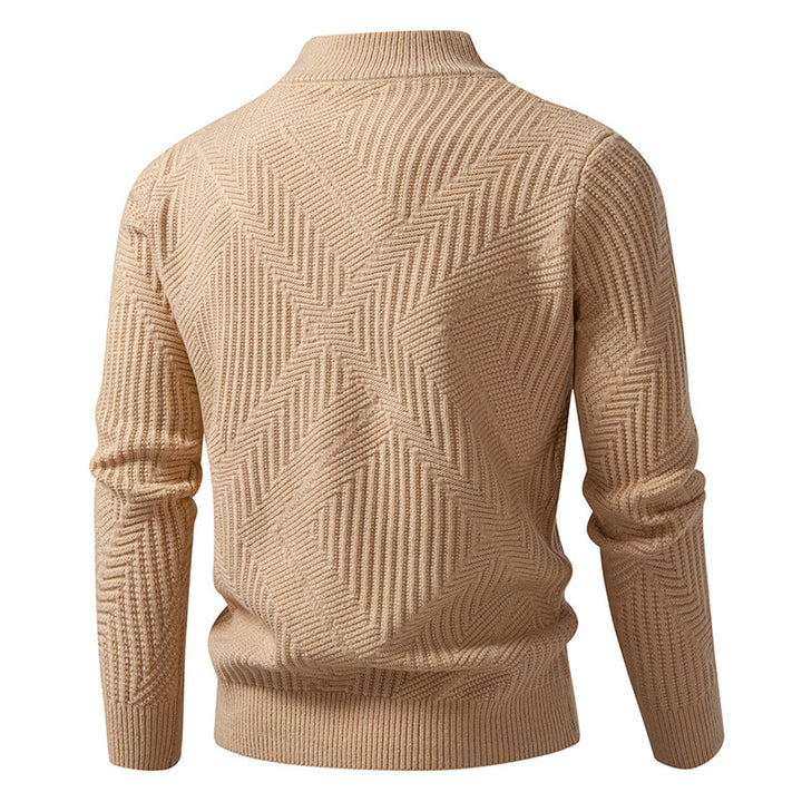 Herren nan Reißverschluss-Cardigan mit geometrischem Fischgrätstrick und Stehkragen Drune