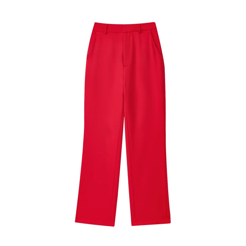 Damen Weite High‑Waist Stoffhose mit Bügelfalte und geradem Bein Drune