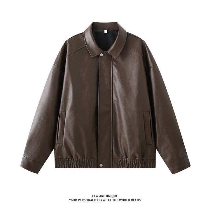 Herren elegante Kunstlederjacke mit elastischem Bund Drune