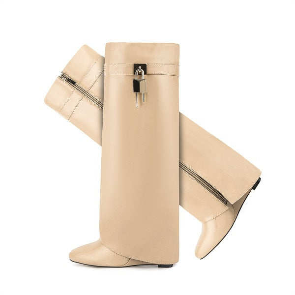 Femme Über-Die-Knie-Fashion-Stiefel mit Skulpturalem Design Drune