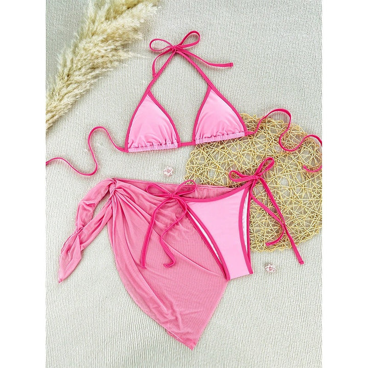 Damen Triangel-Bikini-Set mit transparenter Wickelpartie Drune
