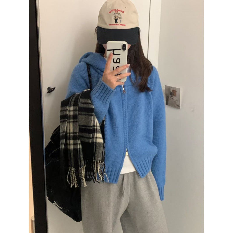 Damen Kuscheliger Hoodie-Cardigan mit Reißverschluss und großen Taschen Drune