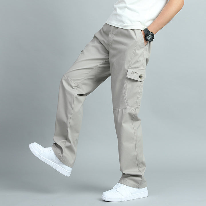 Herren Robuste Canvas-Cargohose mit geradem Bein, Knieabnähern & Klappentaschen Drune