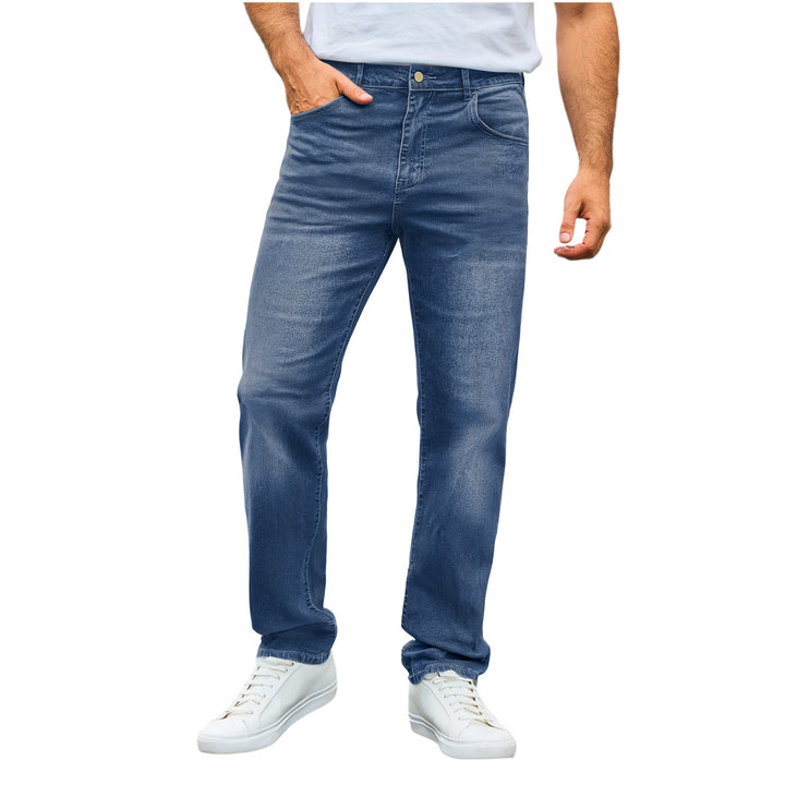 Herren nan lässige Straight-Leg-Jeans mit mittlerer Bundhöhe und Komfortstretch Drune