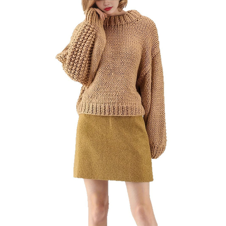 Damen Grobstrickpullover mit weitem Schnitt und Oversized-Ärmeln Drune