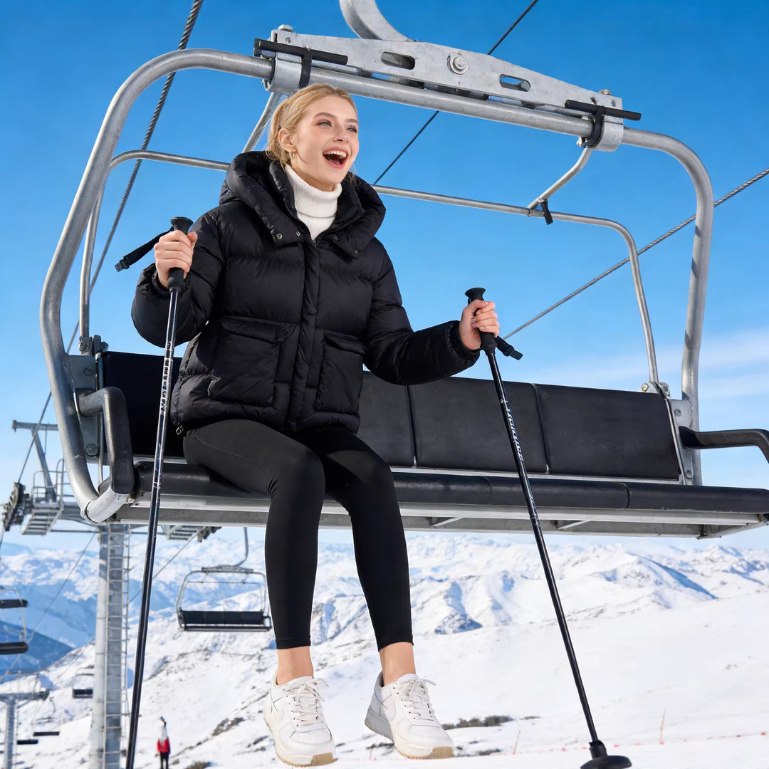 Damen Oversized Stepp-Winterjacke mit extra großer Kapuze und aufgesetzten Taschen Drune