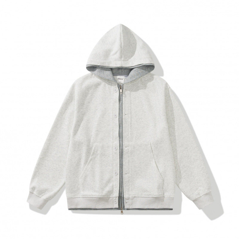 Unisex Oversize-Kapuzenjacke mit Doppelverschluss, Fleece-Innenfutter und Kängurutaschen Drune