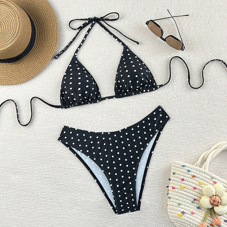 Damen Triangel-Bikini mit dekorativen Punkten Drune