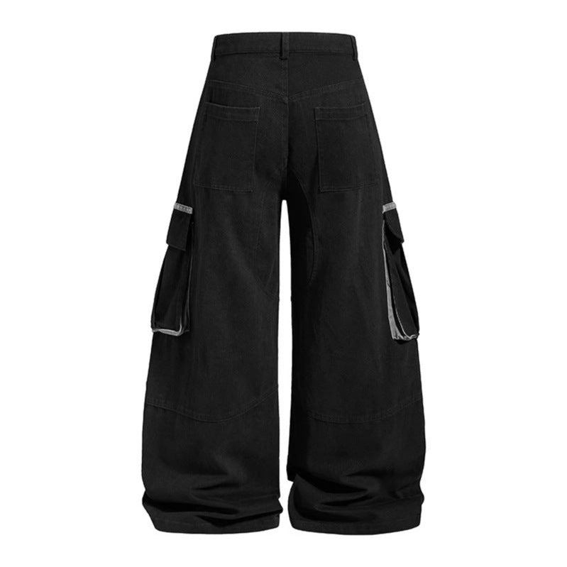 Damen Weite Cargo-Culotte-Hose mit hoher Taille, großen Klappentaschen und markanten Nahtdetails Drune