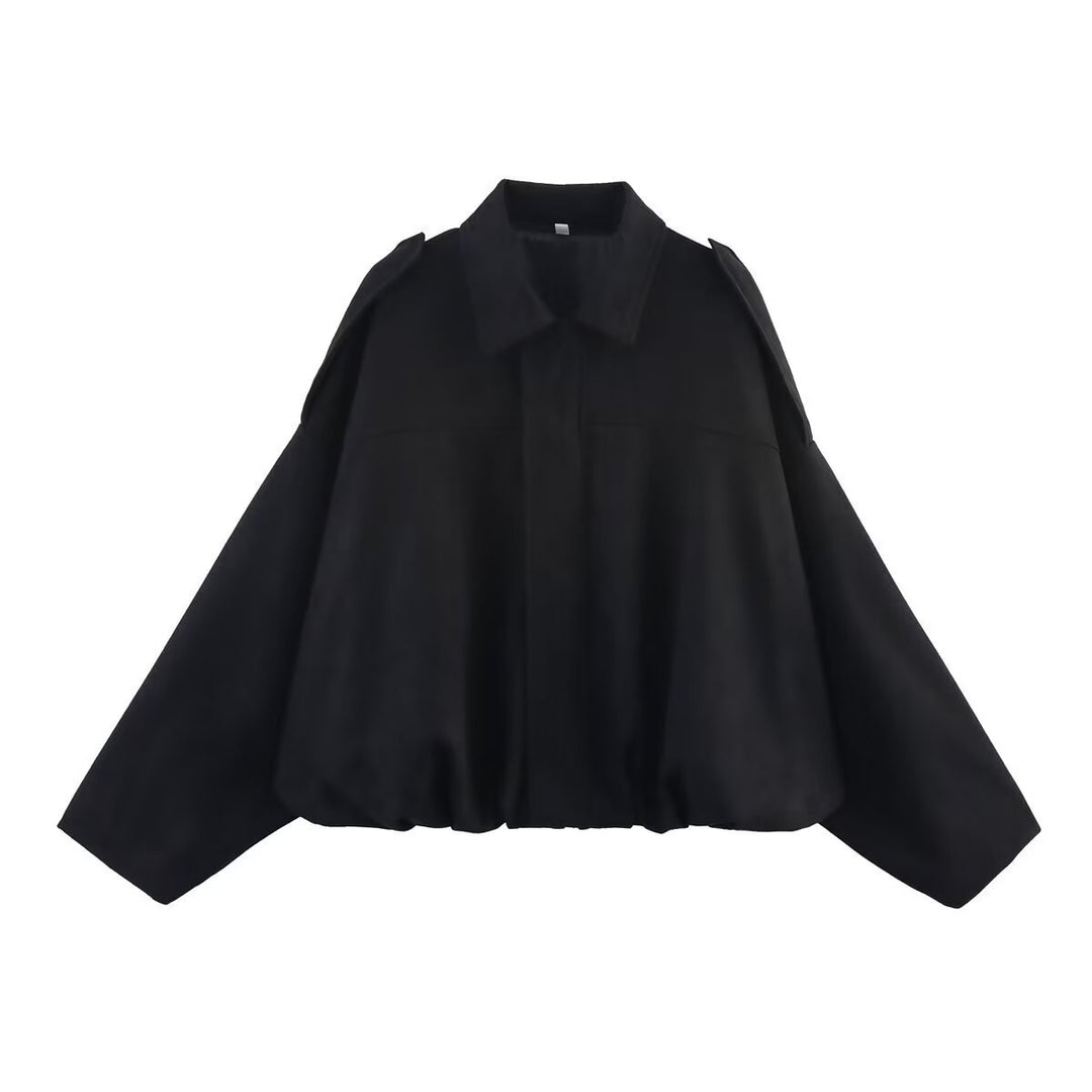 Damen Cropped Boxy Wildleder-Look Bomberjacke mit Epauletten-Schultern Drune