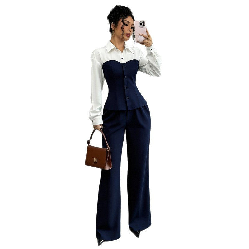Damen Eleganter Blazer mit hochgeschnittenem Hosenanzug Drune