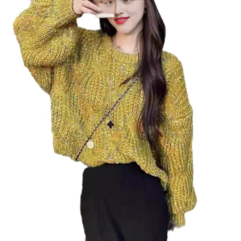 Damen Grobstrickpullover mit voluminösen Ärmeln und strukturiertem Design Drune