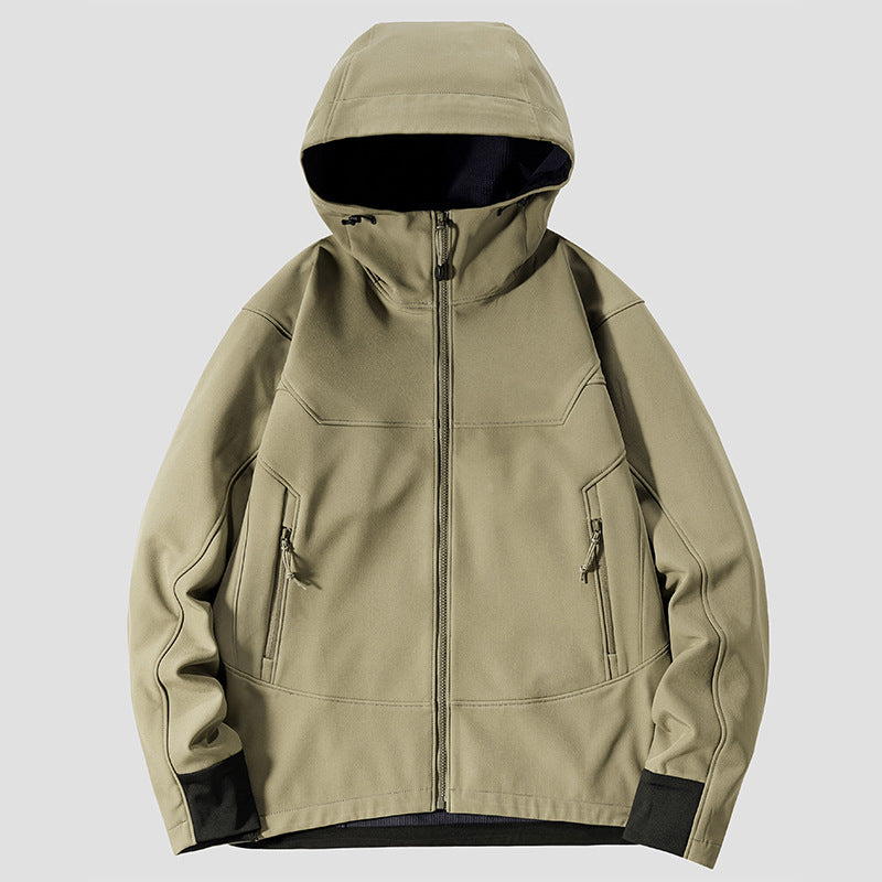 Herren Softshell Outdoorjacke mit winddichter, atmungsaktiver Membran und verstellbarer Kapuze Drune