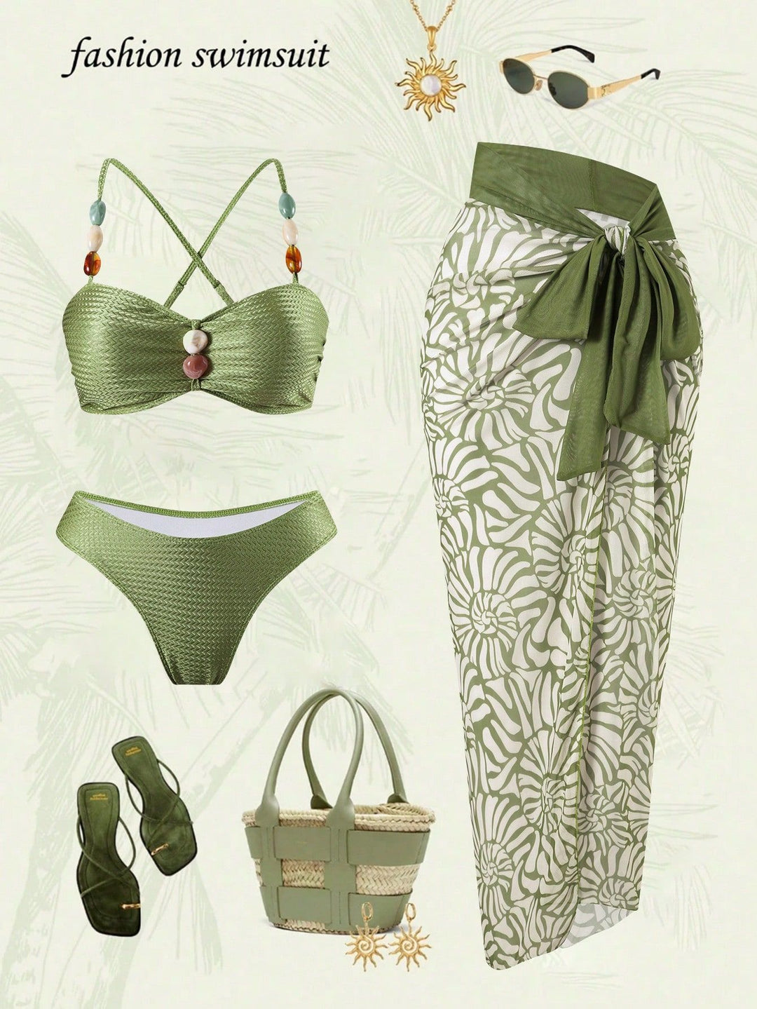 Damen Eleganter Beachwear mit floralem Überrock Drune