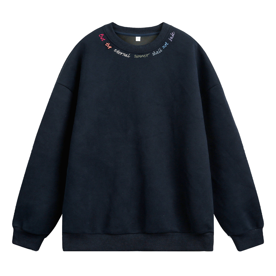 Unisex Oversize Sweatshirt mit bunter Halsstickerei und schwerer French‑Terry‑Qualität Drune