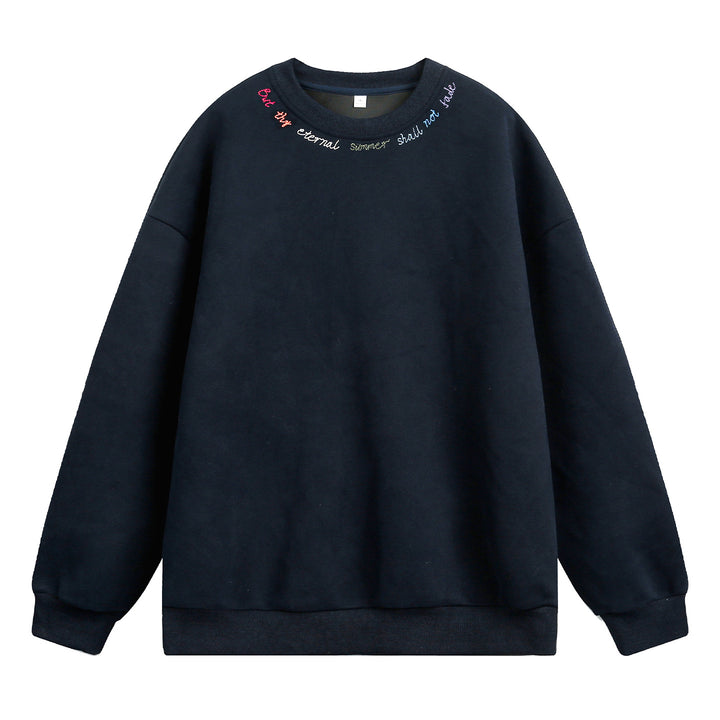 Unisex Oversize Sweatshirt mit bunter Halsstickerei und schwerer French‑Terry‑Qualität Drune