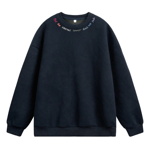 Unisex Oversize Sweatshirt mit bunter Halsstickerei und schwerer French‑Terry‑Qualität Drune