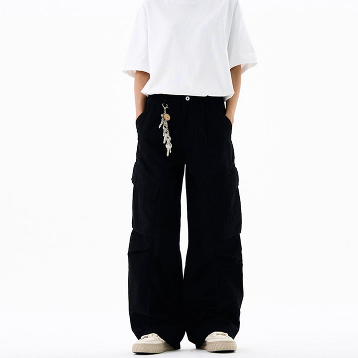 Damen weite Cargohose mit tiefem Schritt und aufgesetzten Taschen Drune