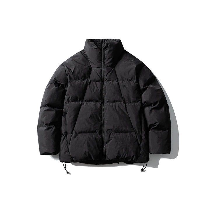 Unisex Kurz geschnittene quadratische Stepp‑Pufferjacke mit hohem Funnel‑Kragen und verstellbarem Saum Drune