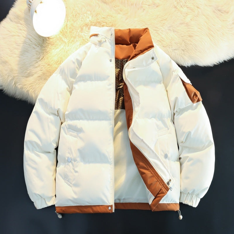 Herren Wattierte Daunenoptik-Outdoorjacke mit hohem Stehkragen, Kontrast-Innenfutter & Ärmeltasche Drune
