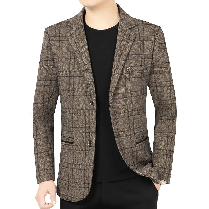 Herren Elegantes Karomuster-Sakko mit leichtem Stretch und Notch-Revers Drune