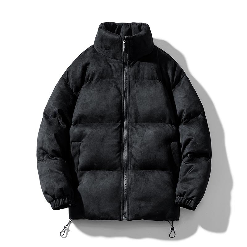 Unisex Wattierte Jacke mit Veloursoberfläche, hohem Stehkragen und verdecktem Reißverschluss Drune