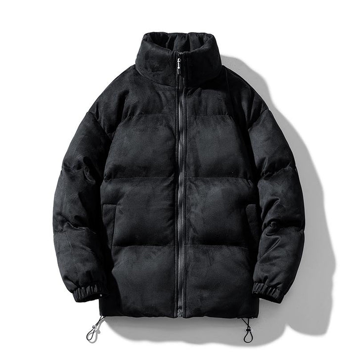 Unisex Wattierte Jacke mit Veloursoberfläche, hohem Stehkragen und verdecktem Reißverschluss Drune