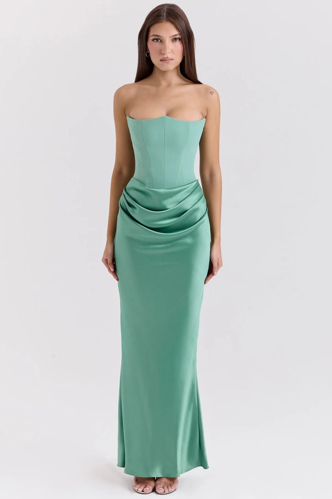 Damen Figurumspielendes Maxikleid mit raffinierter Raffung Drune